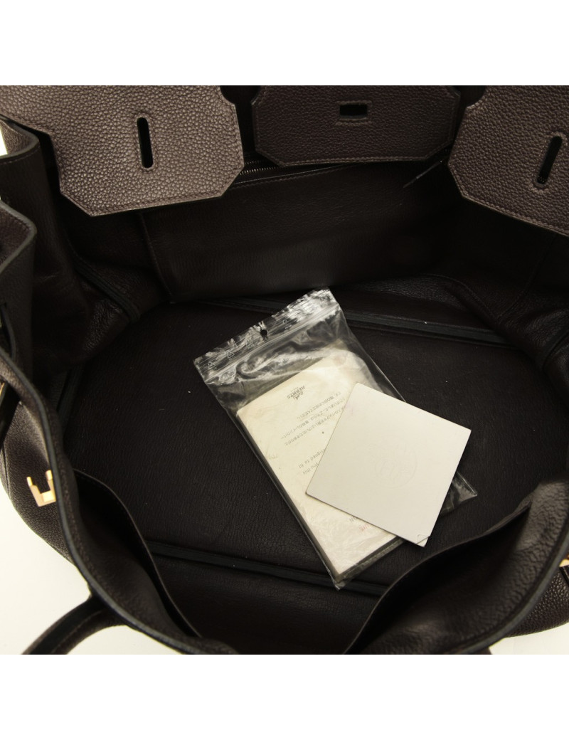 HERMES Birkin 40 bag in brown taurillon clémence leather