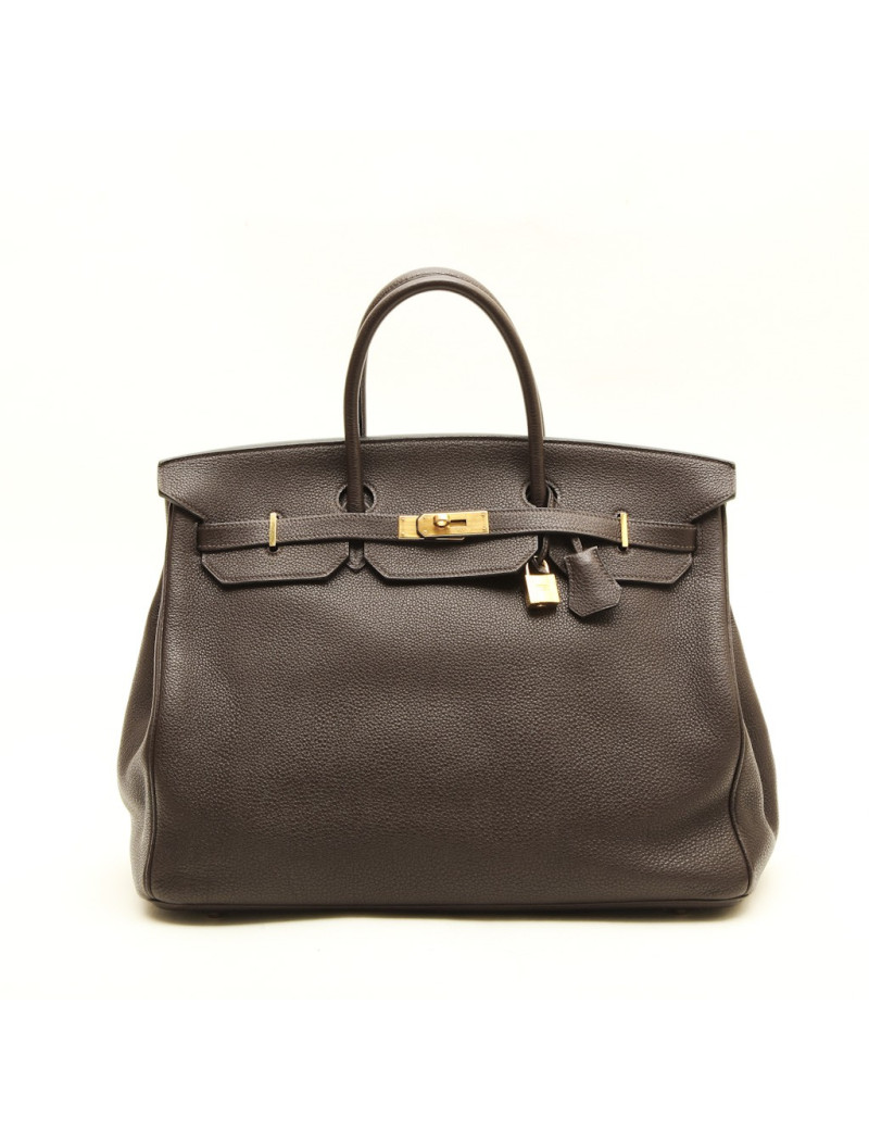 HERMES Birkin 40 bag in brown taurillon clémence leather
