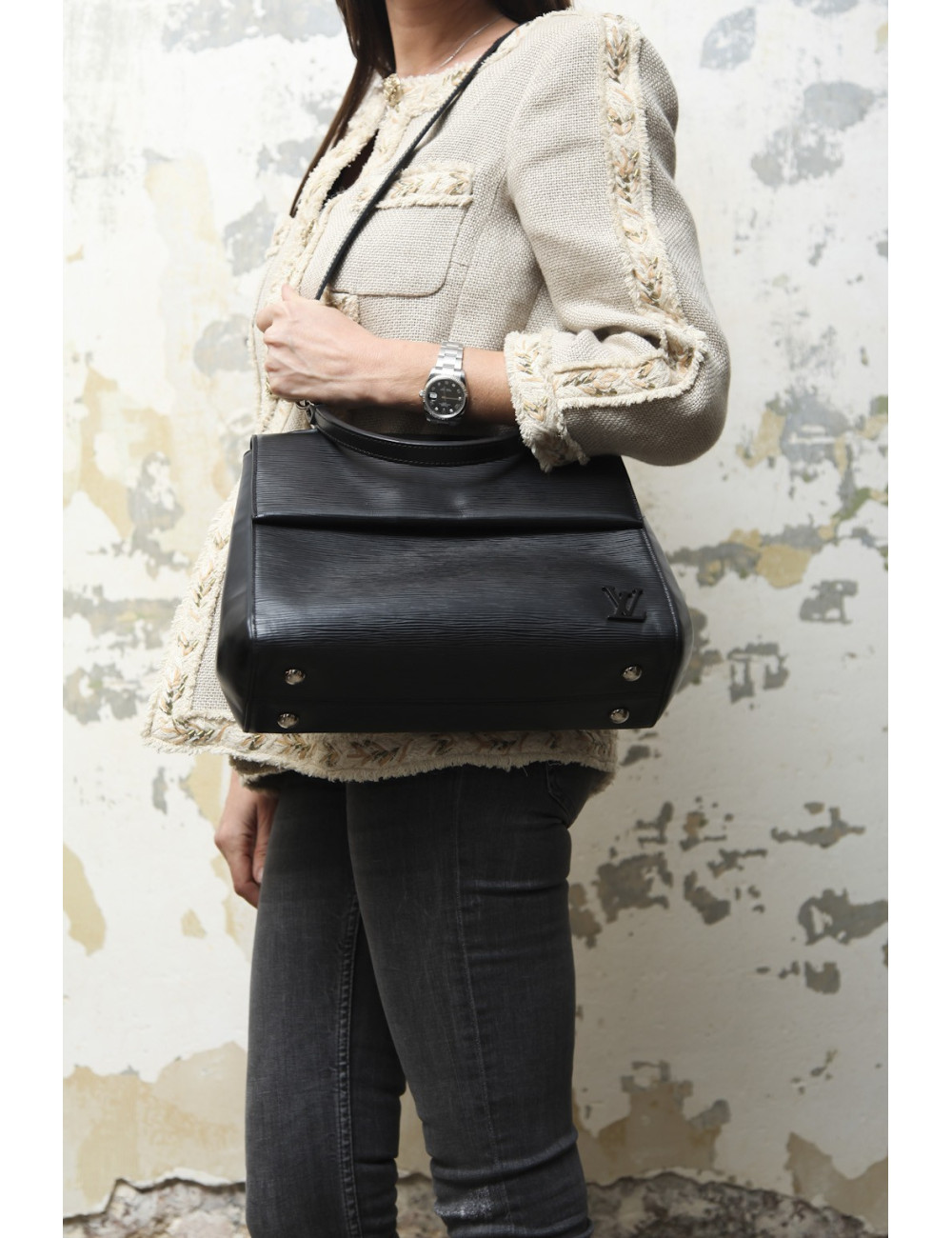 Sac LOUIS VUITTON cuir épi noir 