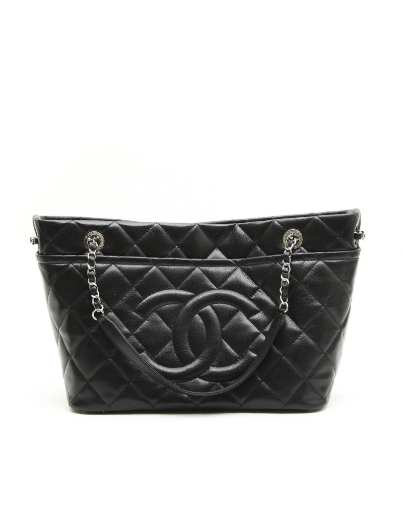 CHANEL tote bag in black grained leather