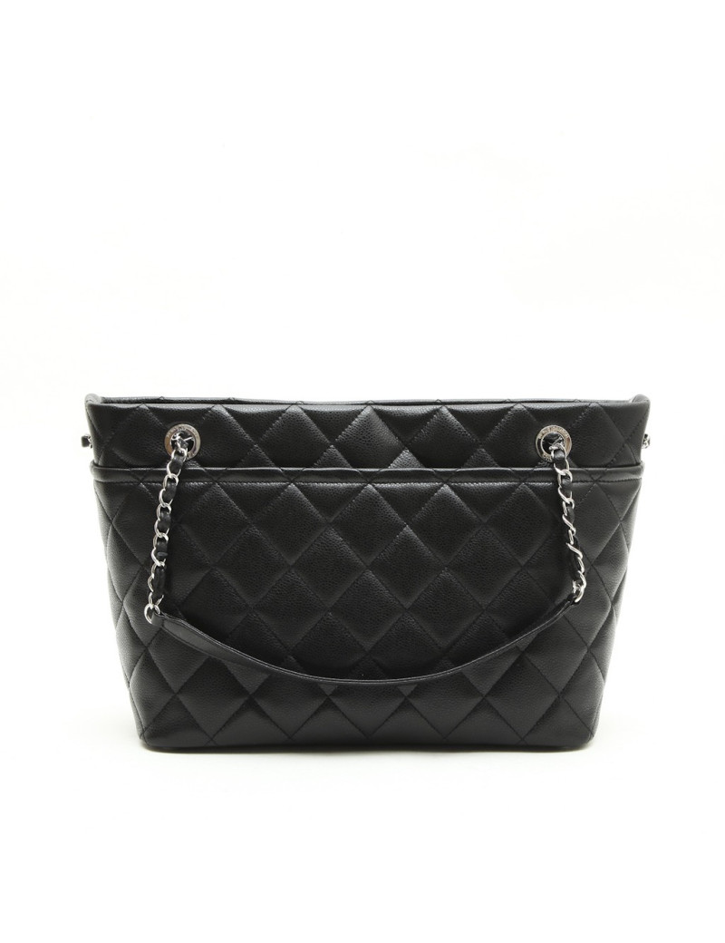 Sac Cabas CHANEL cuir grainé noir