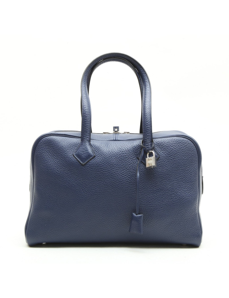 HERMES 'Victoria' bag in blue abyss Taurillon clémence leather