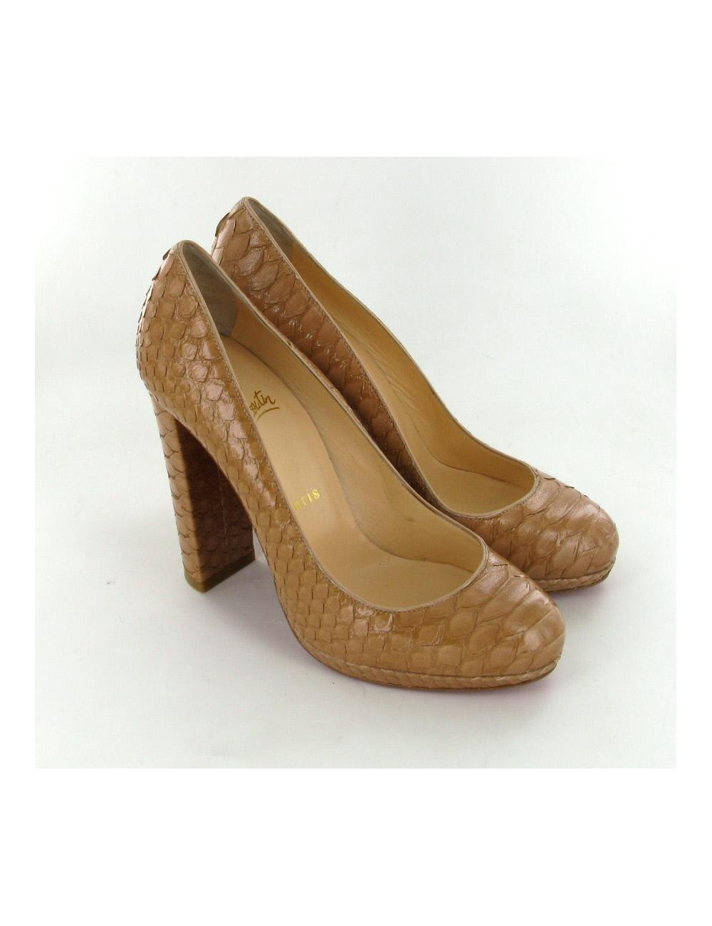 LOUBOUTIN T37.5 python beige