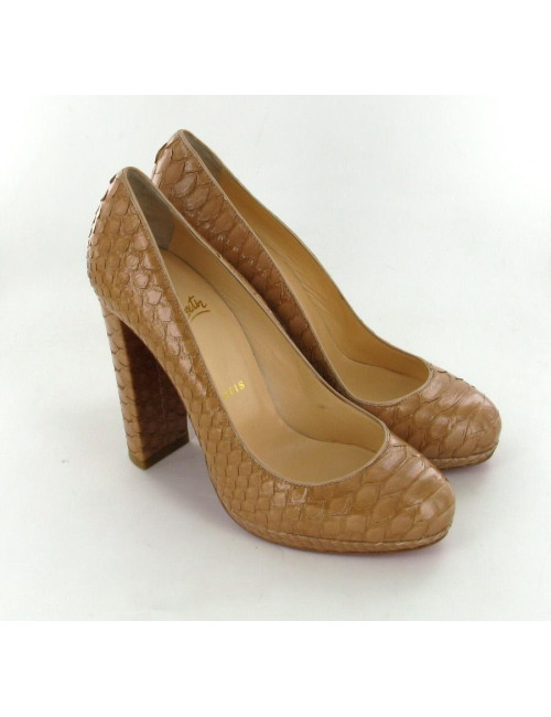 LOUBOUTIN T37.5 python beige