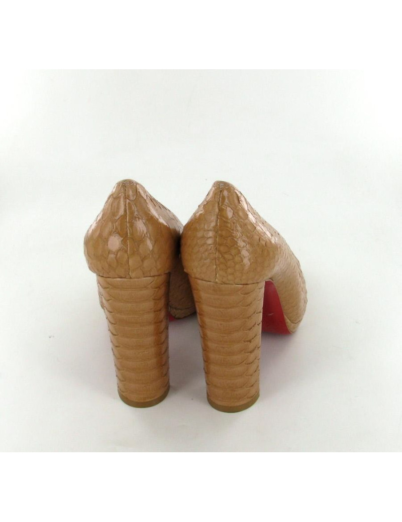 LOUBOUTIN T37.5 python beige