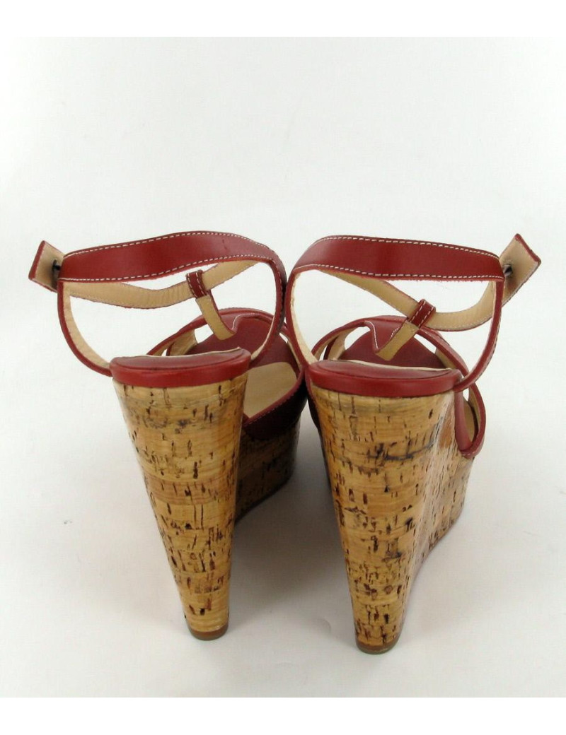 Compensées LOUBOUTIN T39 cuir rouge