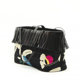 CHANEL bag with fringes in multicolored fabric