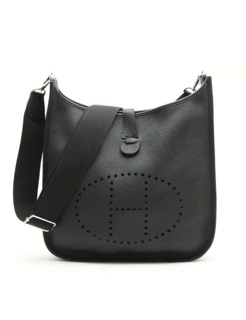 HERMES Evelyn II bag in black taurillon clémence leather