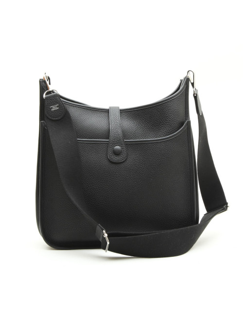 HERMES Evelyn II bag in black taurillon clémence leather