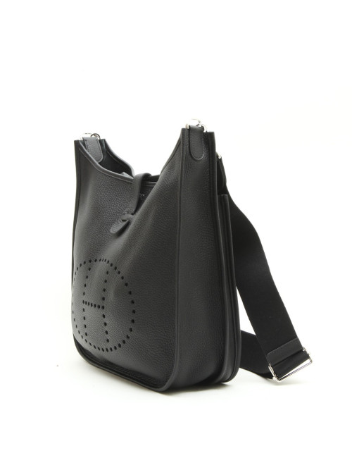 HERMES Evelyn II bag in black taurillon clémence leather