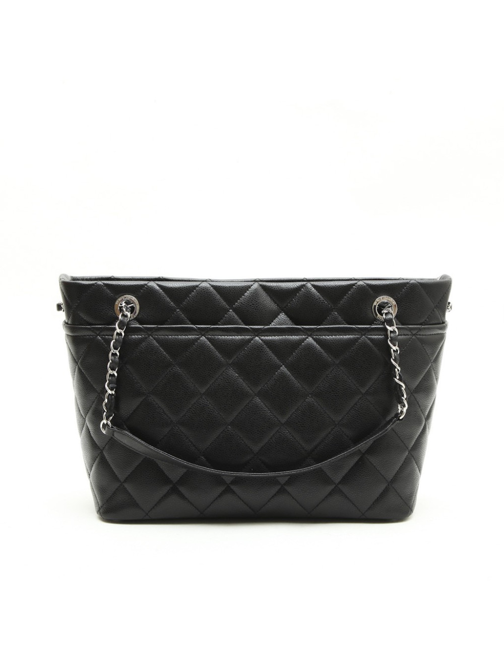 Sac cabas CHANEL en cuir grainé noir