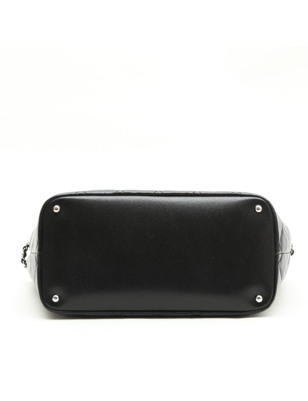 Sac cabas CHANEL en cuir grainé noir