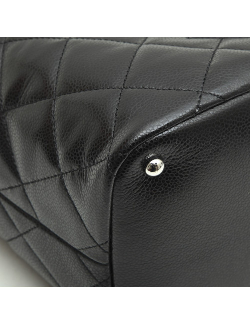 Sac cabas CHANEL en cuir graine noir