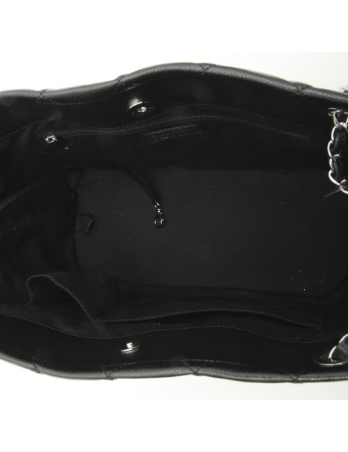 Sac cabas CHANEL en cuir graine noir