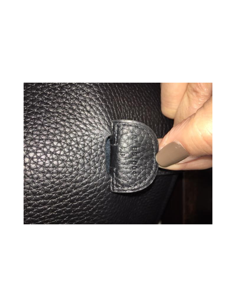 Sac Evelyne HERMES cuir taurillon clémence noir