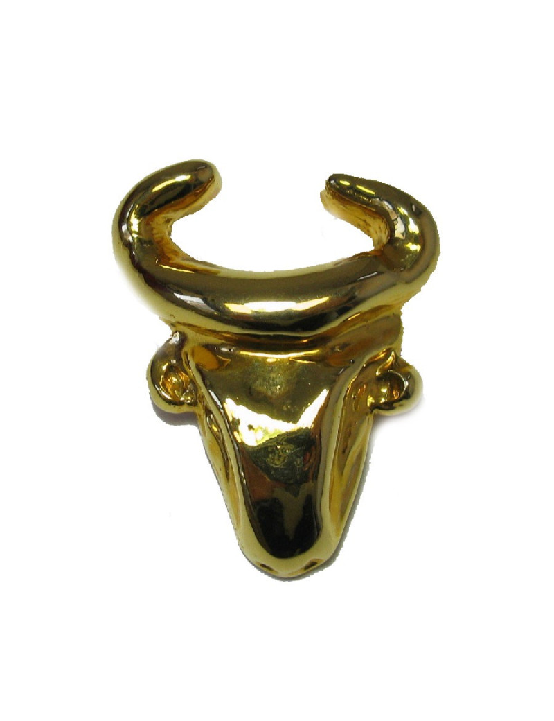 Broche CHRISTIAN LACROIX "Taureau" vintage en résine dorée