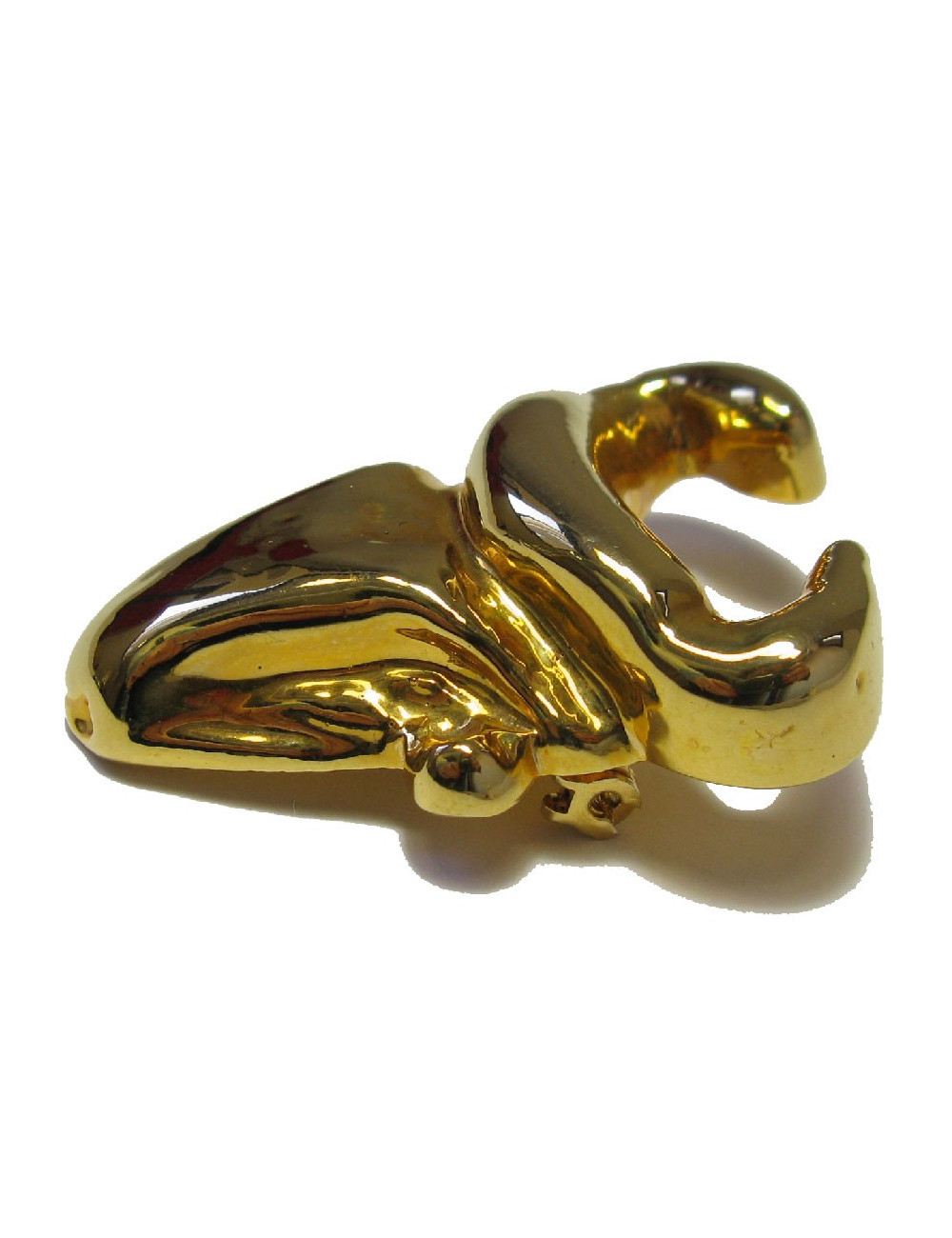 CHRISTIAN LACROIX vintage bull brooch in gold resin