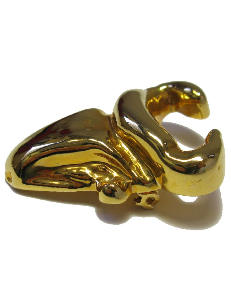 CHRISTIAN LACROIX vintage bull brooch in gold resin