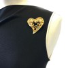 CHRISTIAN LACROIX heart brooch in gilt metal and rhinestones