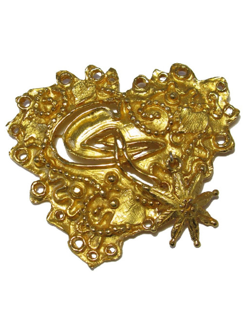 CHRISTIAN LACROIX heart brooch in gilded metal