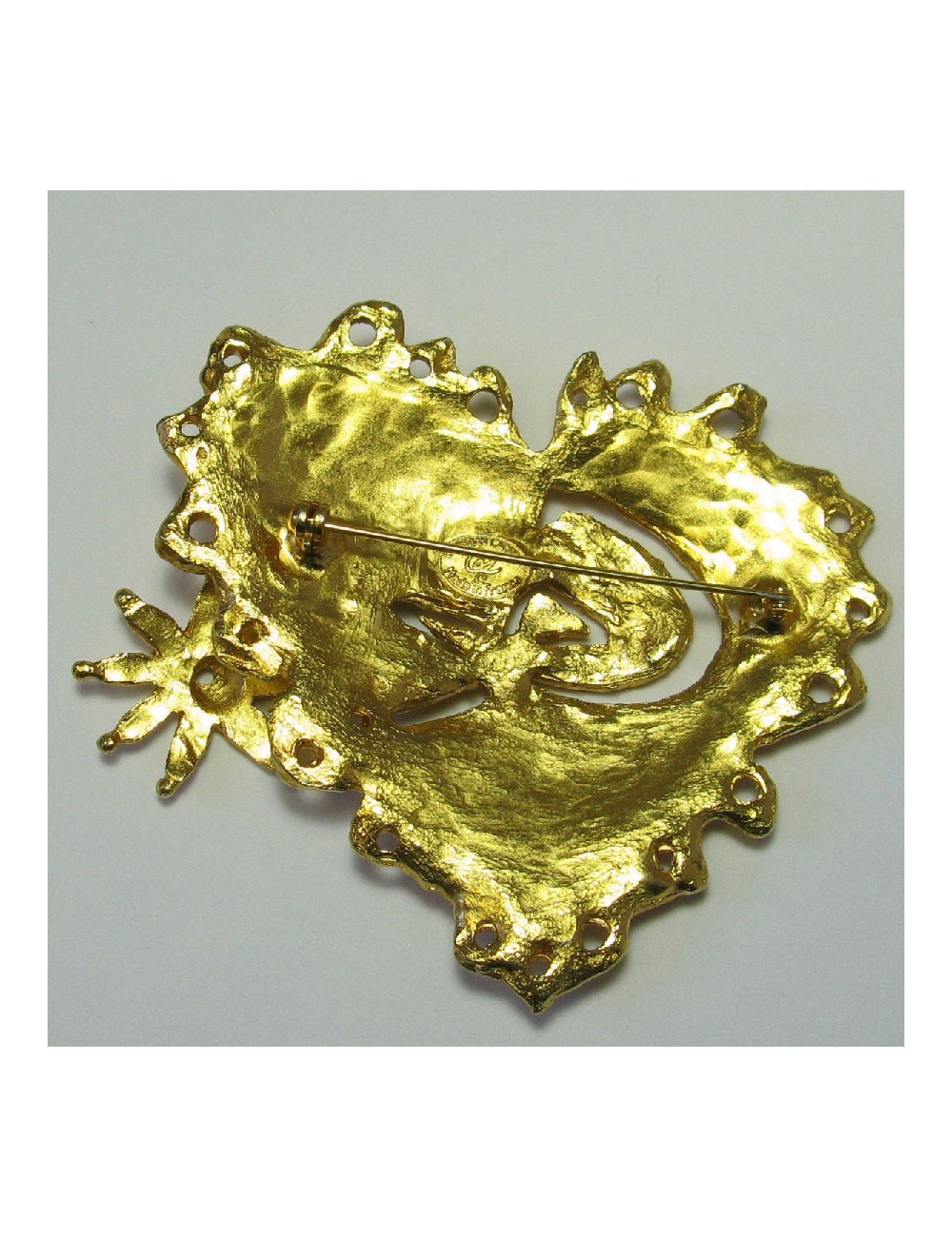 CHRISTIAN LACROIX heart brooch in gilded metal
