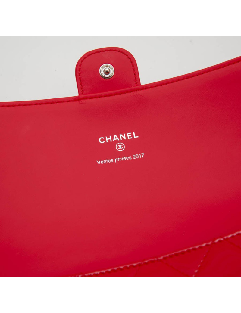 Pochette CHANEL cuir verni corail 