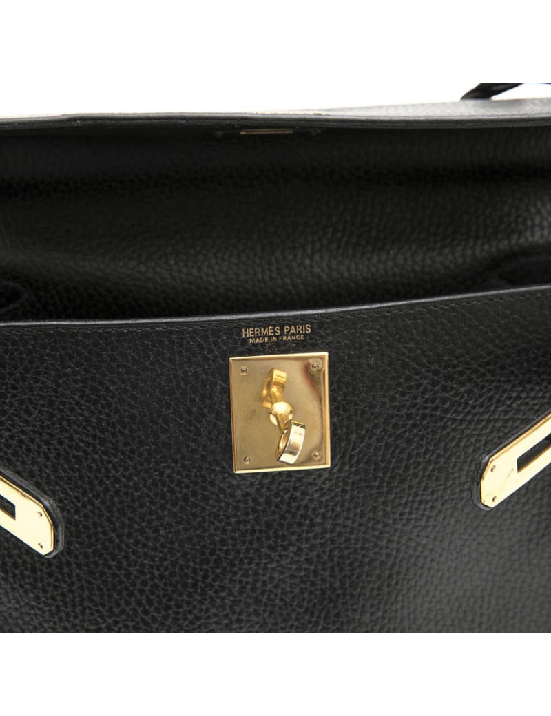 HERMES 'Kelly 28' vintage bag in black grained leather