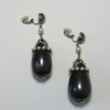 CHANEL gray pearl clip on earrings with silver metal set with white pearls