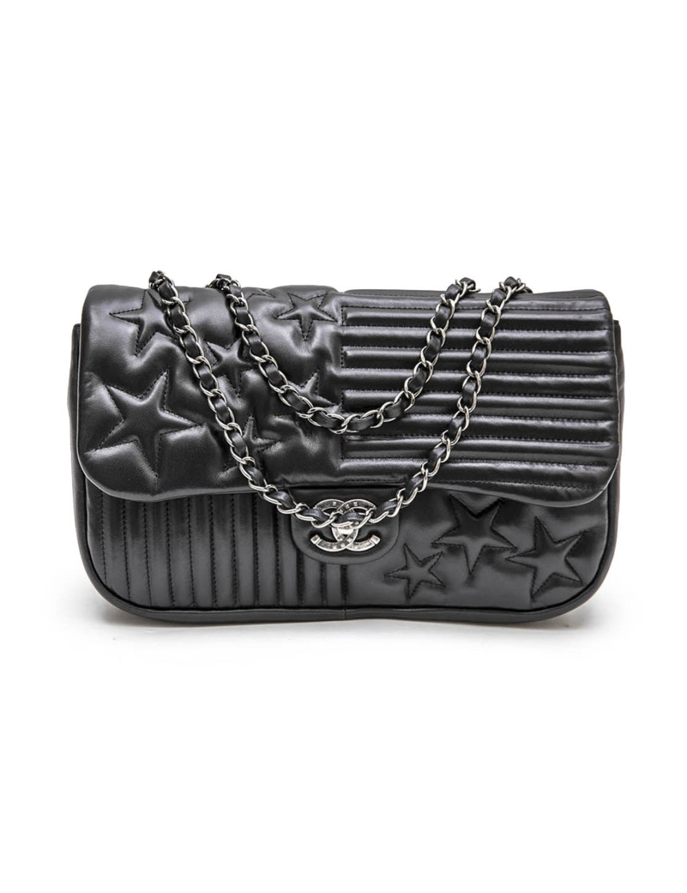 Sac "Paris Dallas" CHANEL en cuir d'agneau lisse noir