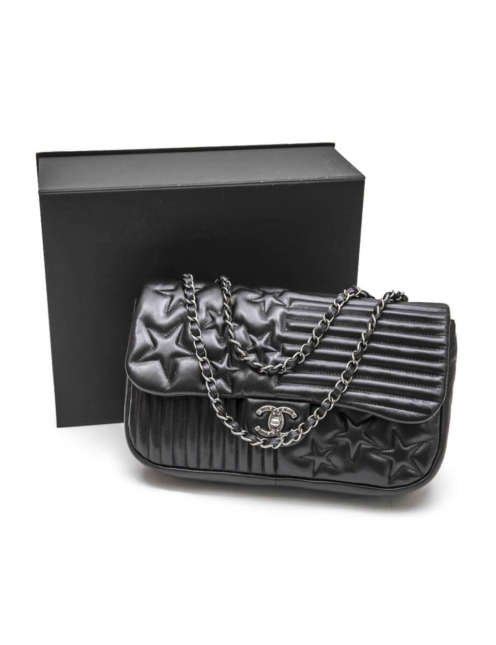 Sac "Paris Dallas" CHANEL en cuir d'agneau lisse noir