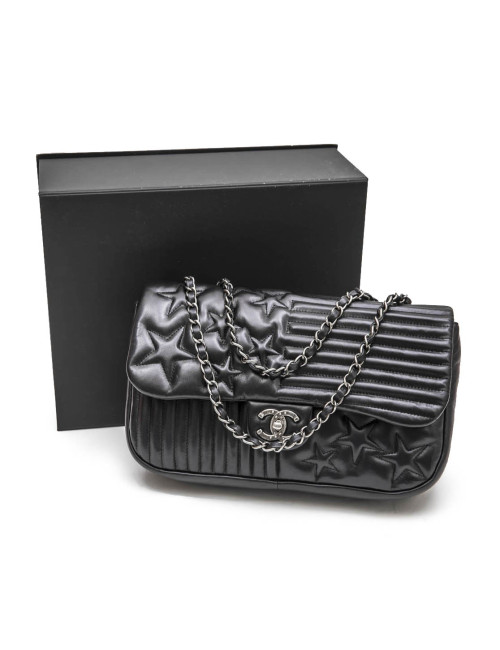 Sac "Paris Dallas" CHANEL en cuir d'agneau lisse noir