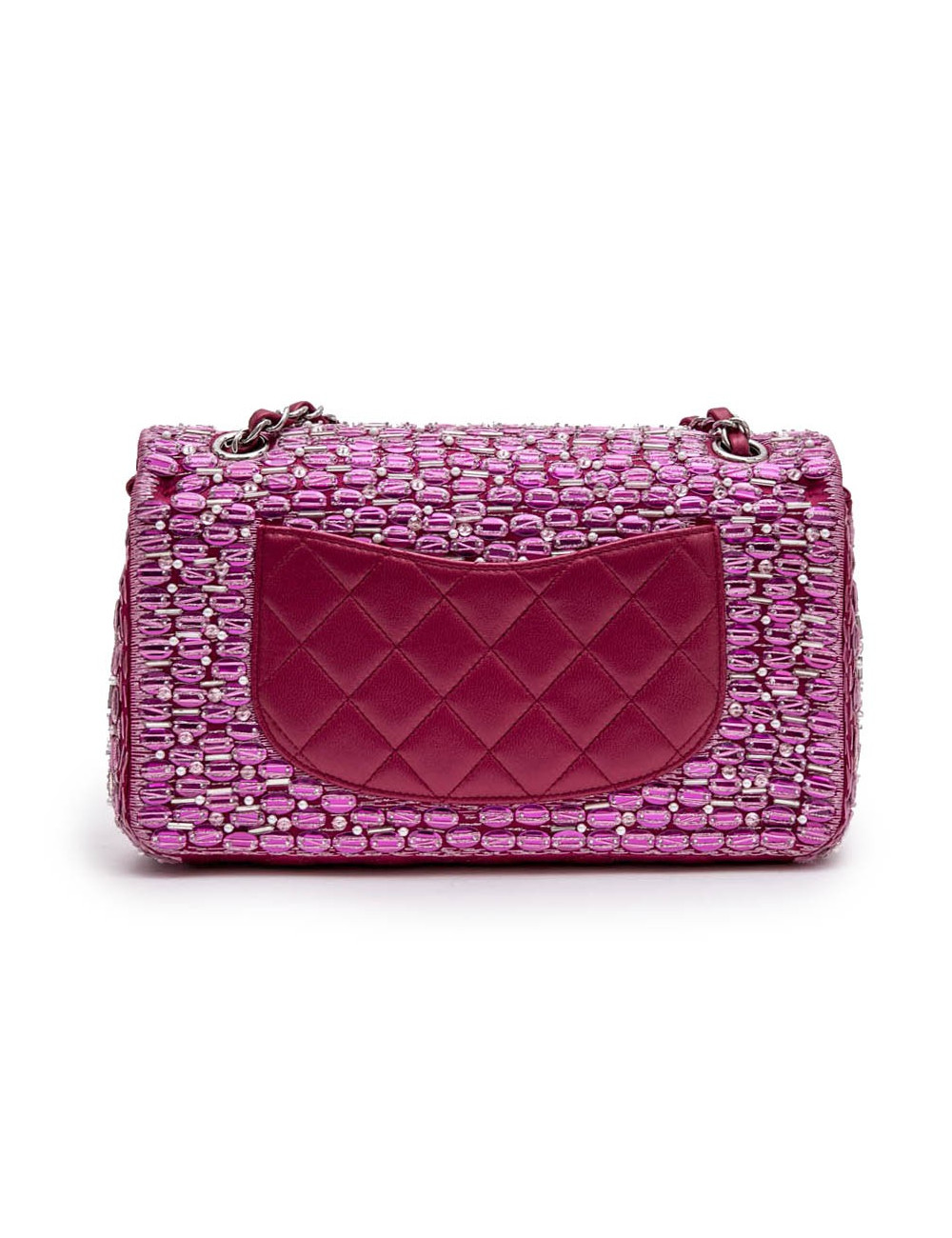 Sac Couture CHANEL fushia perles nacrées sequins