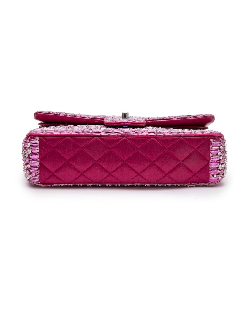 Sac Couture CHANEL fushia perles nacrées sequins