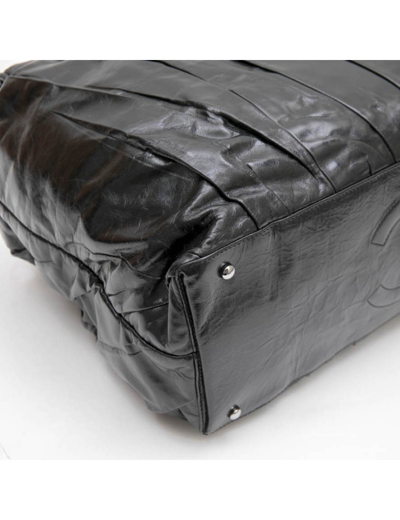 Sac cabas CHANEL cuir lisse noir