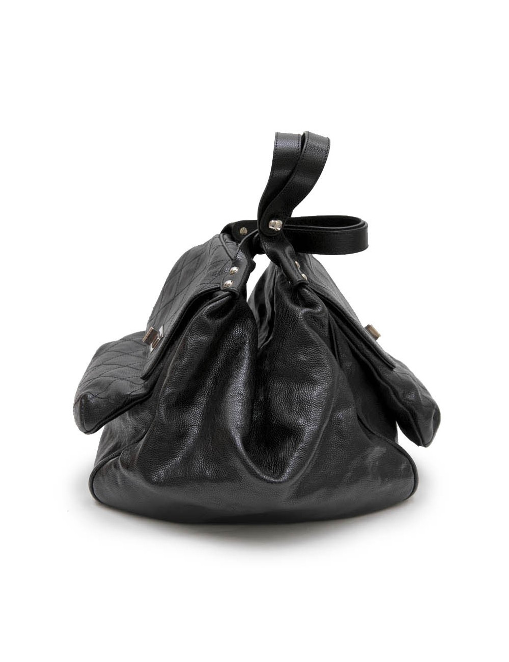 CHANEL tote bag in shiny black grained leather