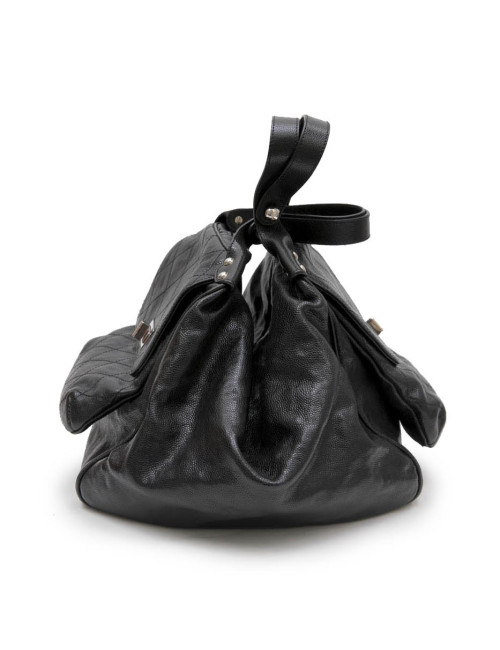 CHANEL tote bag in shiny black grained leather