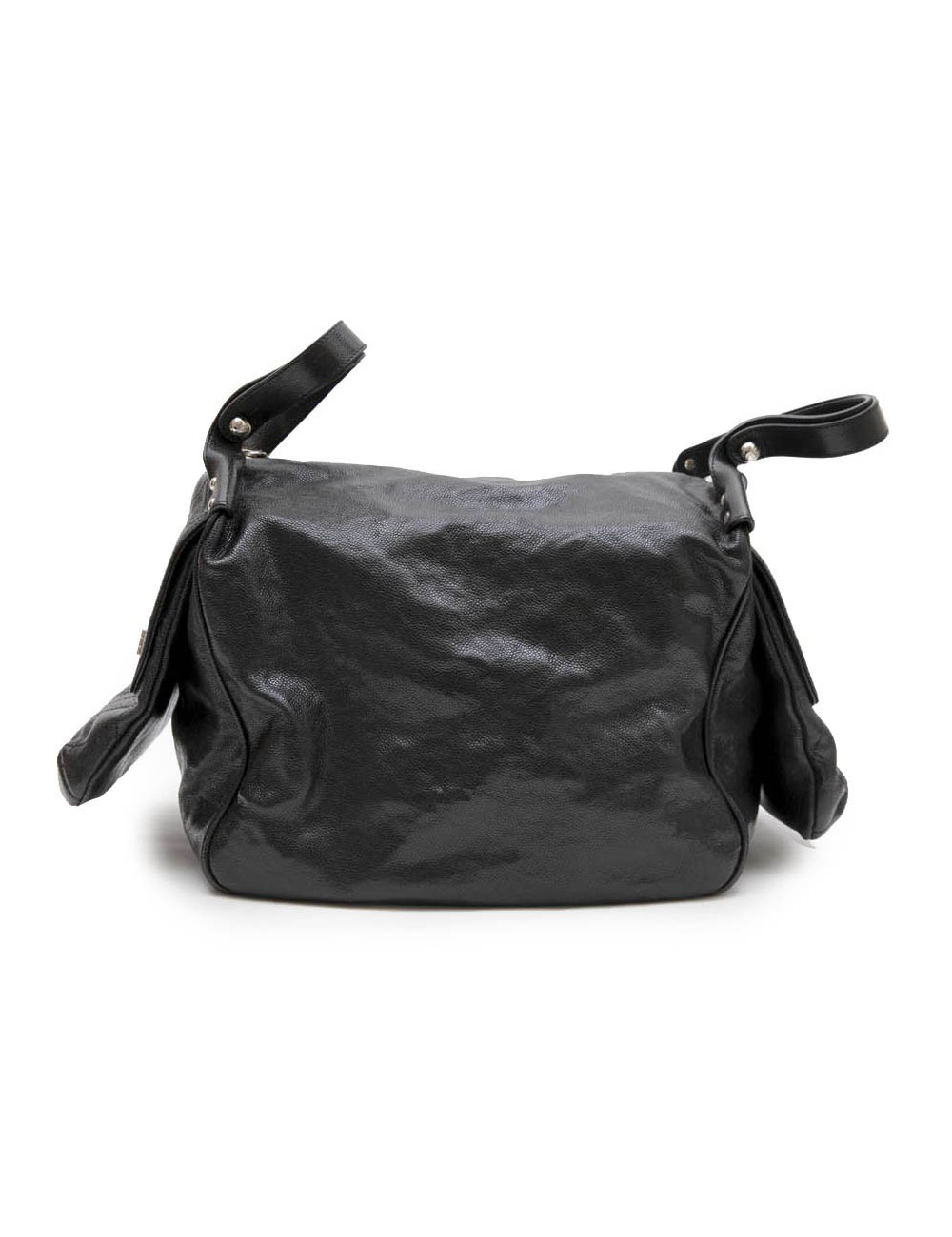 Sac cabas CHANEL cuir grainé noir brillant