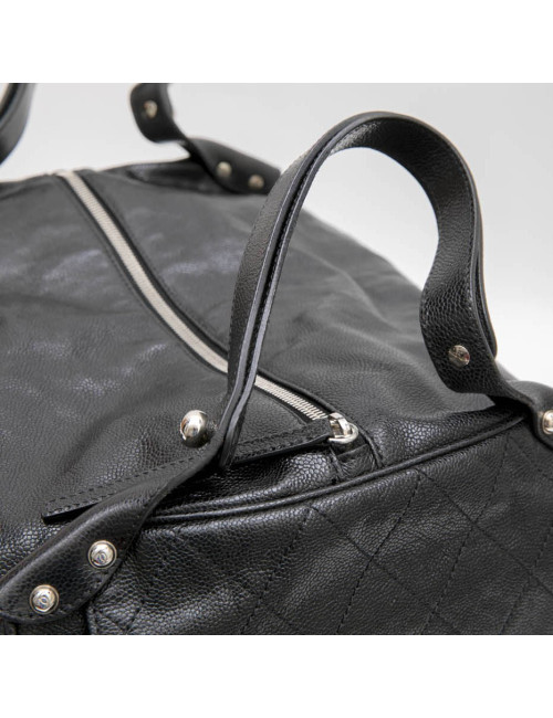 CHANEL tote bag in shiny black grained leather