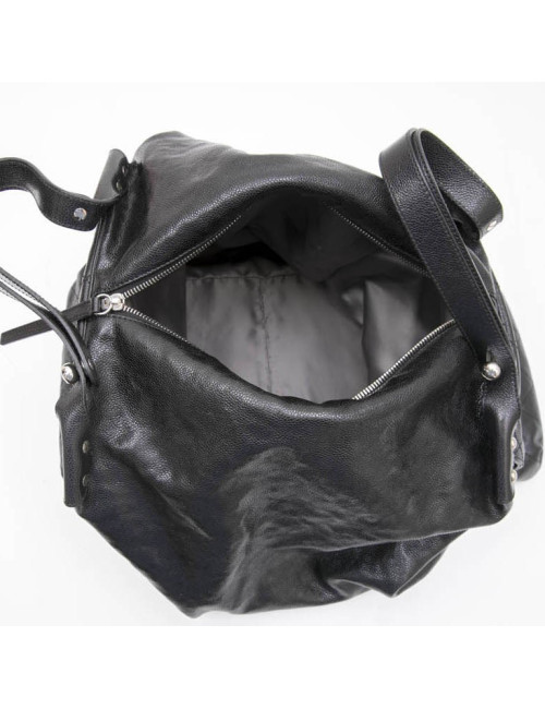 Sac cabas CHANEL cuir grainé noir brillant