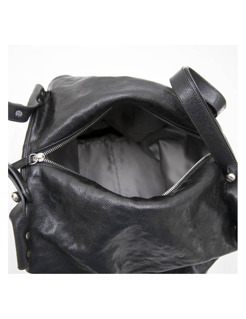 Sac cabas CHANEL cuir grainé noir brillant