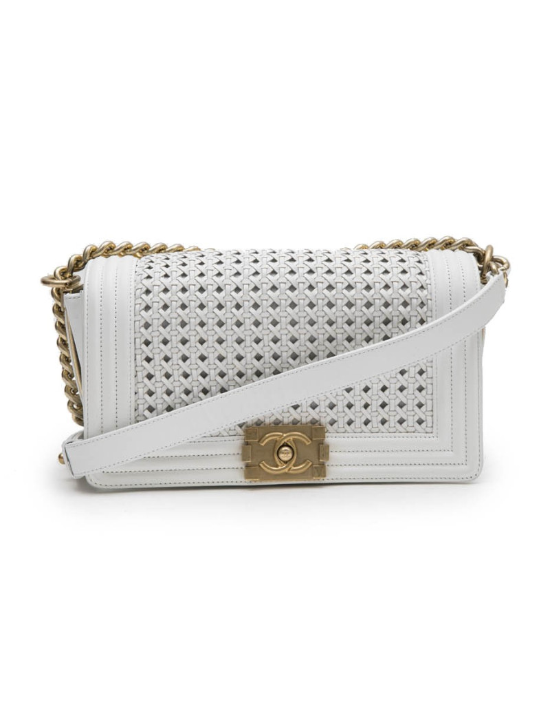 Sac Boy CHANEL blanc et doré