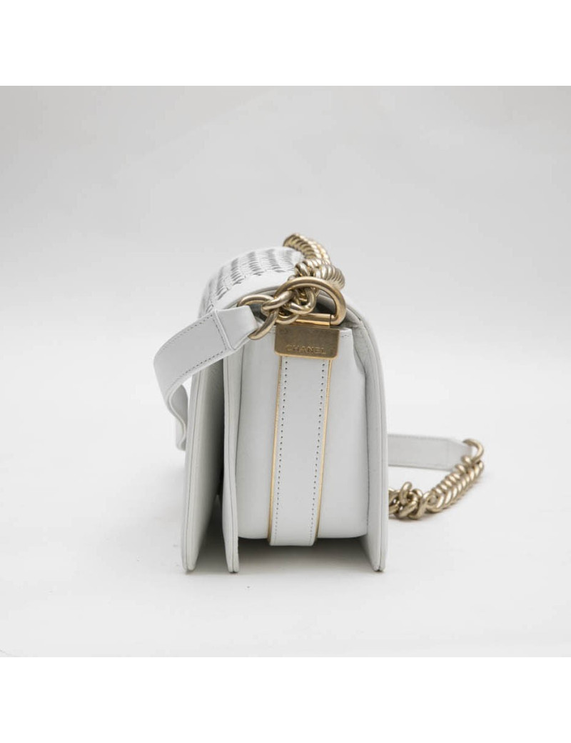 Sac Boy CHANEL blanc et doré