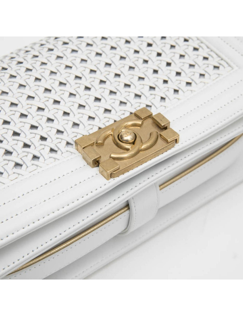 Sac Boy CHANEL blanc et doré