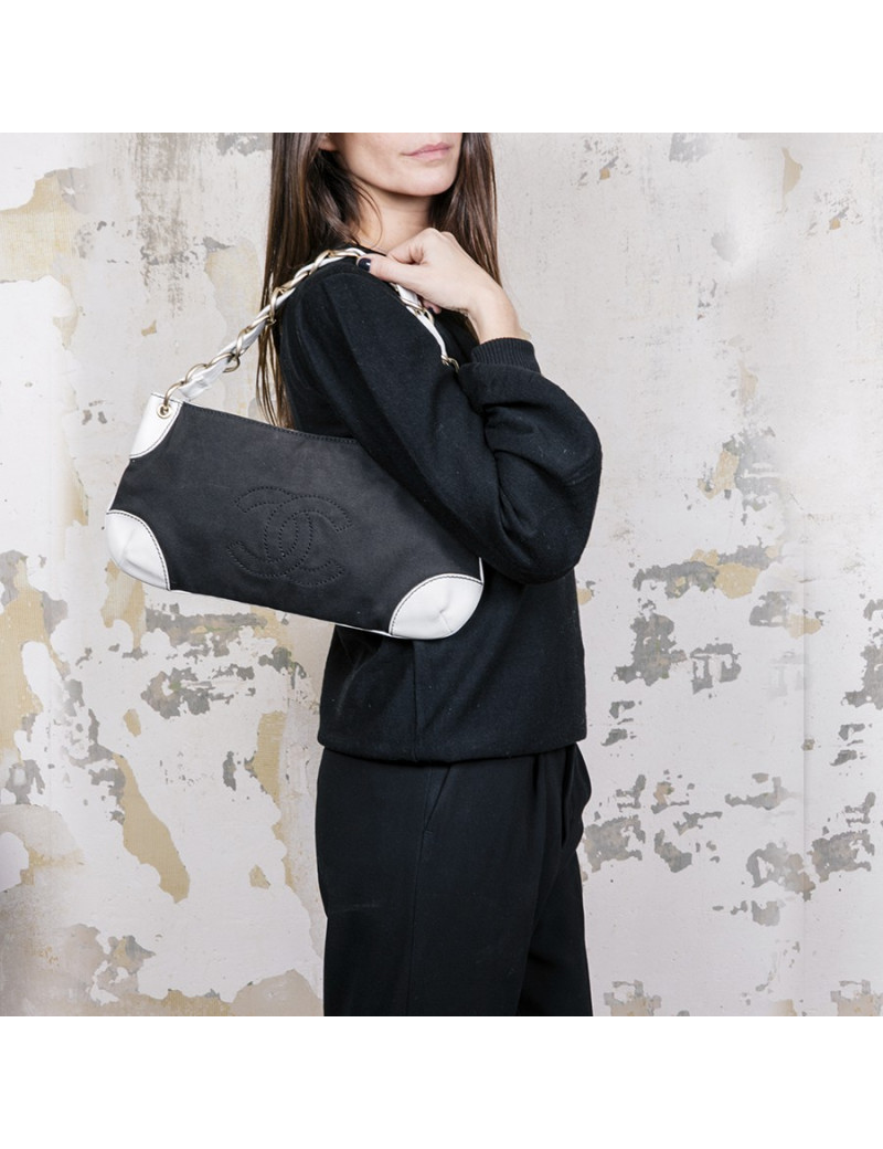 Sac CHANEL toile et cuir bicolore