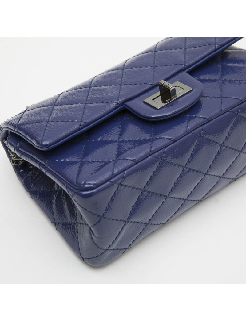 CHANEL 2.55 mini bag in blue electric grained quilted leather