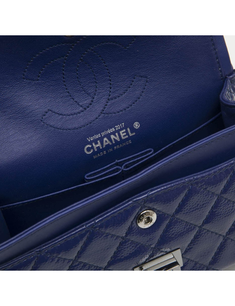 CHANEL 2.55 mini bag in blue electric grained quilted leather