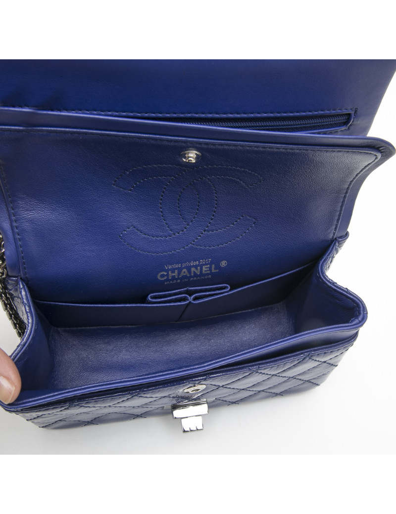 CHANEL 2.55 mini bag in blue electric grained quilted leather