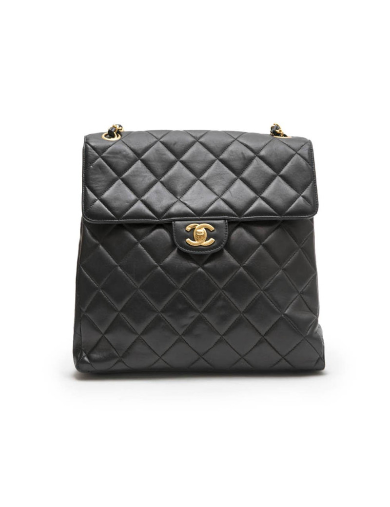 Sac CHANEL cuir d'agneau lisse noir 