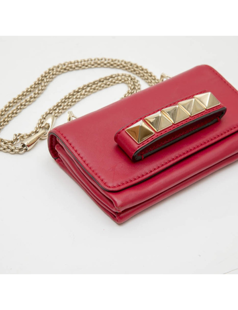 Petit sac VALENTINO en cuir lisse rouge