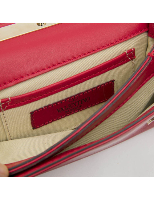 Petit sac VALENTINO en cuir lisse rouge